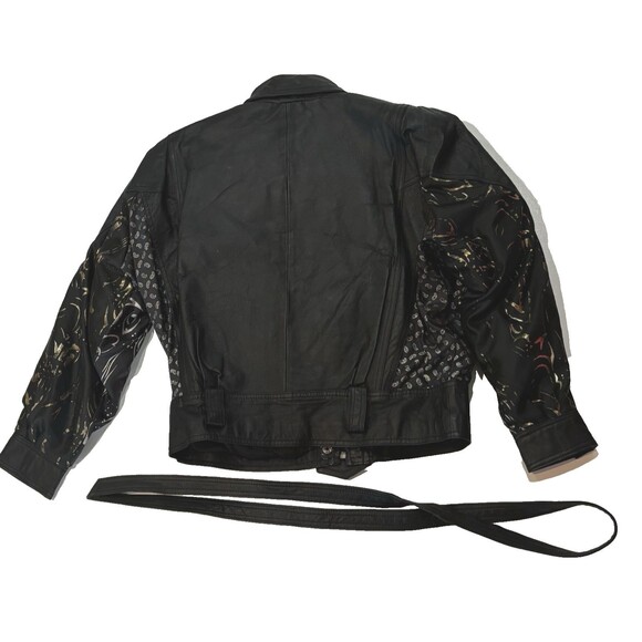 Women’s Genuine Leather Belted Jacket/Motorcycle Classic Black Size M - Picture 14 of 16